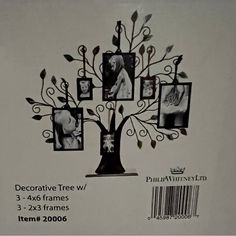 a family tree with four pictures on it and the words decorative tree w 3x4 frames