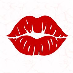 a red lips silhouette on a white background