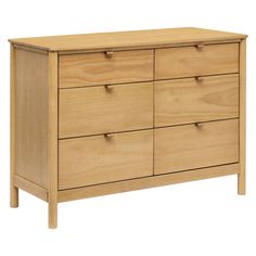 a wooden dresser with six drawers and two legs