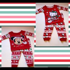 This Cozy Christmas Pajama Bundle Is Perfect For The Holidays At Home! This Bundle Comes With 2 Sets Of Pj’s!! The Hello Kitty Pajamas Are New Without The Price Tag. The Plastic Tag Is Still Attached. The Minnie Mouse Pj’s Are Euc-Only Worn A Couple Times. Both Size 12 Months. **Smoke Free Home** Cross Posted So Get This Cozy Pj Bundle Before It Disappears! Cute Christmas Long Sleeve Sleepwear, Cute Christmas Sleepwear With Long Sleeves, Cute Long Sleeve Christmas Sleepwear, Red Playful Winter Onesie, Playful Red Winter Onesie, Cute Christmas Bedtime Sets, Cute Bedtime Christmas Sets, Cute Bedtime Sets For Christmas, Cute Red Bedtime Set