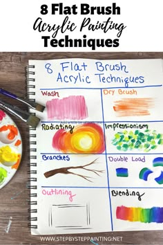 the 8 flat brush acrylic painting techniques for kids to use on their art projects