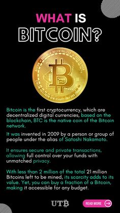 what is bitcoin? info poster with information about the crypt industry and how to use it