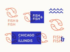 the chicago - illinois fish and fish logo is shown in three different colors, including blue