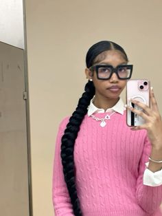 Boujee Outfits Black Women, Girly Aesthetic Black Women, Nerdy Black Woman, Pink Aesthetic Black Women, Girly Black Women, Cute Hairstyles For Black Women, Cute Black Women, Valentine Outfits, Accessories Outfit