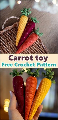 the carrot toy is free crochet pattern and it's perfect for kids to make