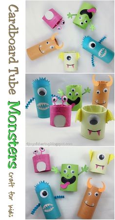 four different pictures of toilet paper monsters