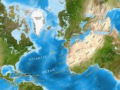 a map of the world with atlantic and ocean zones