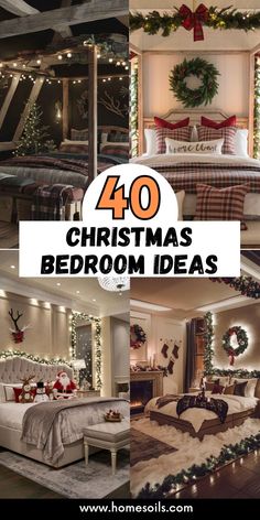 Transform your bedroom into a winter wonderland with these 40 festive Christmas bedroom ideas! From cozy décor to magical lighting, get inspired to create a holiday retreat you'll never want to leave. Click to discover the perfect touches for your space! Xmas Tree In Bedroom, Primary Bedroom Christmas Decor, Christmas Decor Master Bed, Holiday Bedroom Decorating Ideas, Christmas Bedroom Lights, Decorating Bedrooms For Christmas, Christmas Themed Bedroom Cozy, Decorating A Bedroom For Christmas, Romantic Christmas Bedroom