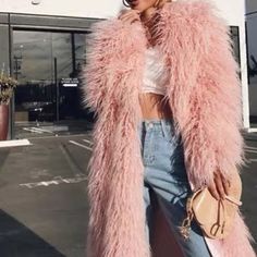 Size S Limited Stock Cheap Cozy Pink Outerwear, Pink Faux Fur Cropped Jacket, Luxury Pink Puffer Jacket For Fall, Pink Fur Clothes, Luxury Pink Outerwear With Detachable Hood, Pink Fur Coat Dress, Pale Pink Fur Coat, Plus Size Fur Coats, Hot Pink Fluffy Coat