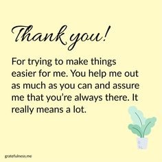 a thank card for someone with a potted plant on the side and text that reads,