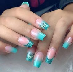 Rose Gold Nails Design, Henna Nails, Blue Acrylic Nails, Acrylic Nails Coffin Pink