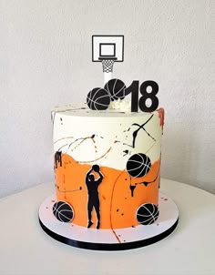 Basketball Net Cake, Basketball Graduation Cake, Cake Ideas Basketball, Basketball Cake For Boys, Basketball Cake Design Birthday, Basketball Cakes Ideas, 16 Birthday Cake For Boys, Basketball Cake Ideas Boys, Cakes Basketball