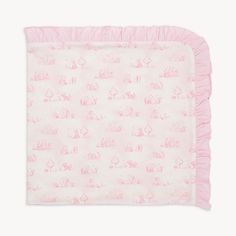 a pink baby blanket with elephants on it