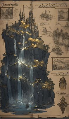 an image of a castle on top of a mountain with lots of gold in it