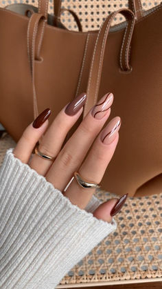 Office Nails, Tato Henna, Simple Fall Nails, Nude Nail Designs, Smink Inspiration, Oval Nails, Brown Nails, Holiday Nails