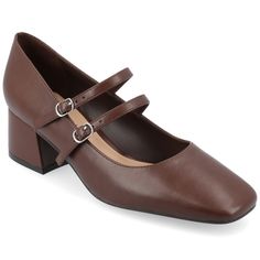 The Nally heels from Journee Collection offer a perfect blend of style and comfort with their 2-inch block heel, ensuring a chic lift. The ankle strap with a buckle closure provides a secure fit, complementing the contemporary square toe design. Crafted from faux leather for both the upper material and lining, and featuring a 4 mm Tru Comfort Foam™ footbed, these heels prioritize both fashion and comfort, making them a stylish and practical choice with a modern edge. Stable Block, Vintage Kelly, Bridal Wedding Shoes, Michael Kors Fashion, Mary Jane Pumps, Trending Sneakers, Buckle Shoes, Mary Jane Heels, Leather Mary Janes