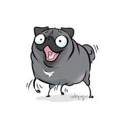 a cartoon dog with its tongue out and eyes wide open, running towards the camera