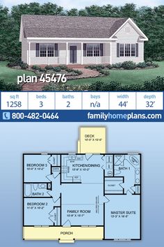 the floor plan for a two story house with an attached garage and living room, along with