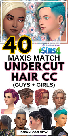 the front cover of 40 hairs for males and females, with text that reads 40 maxs match undercut hair c guys + girls