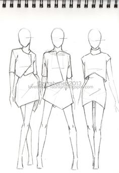 three female mannequins are shown in this drawing