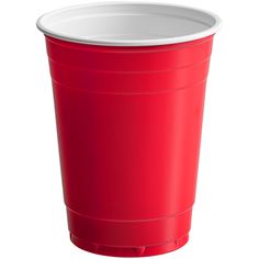 a red plastic cup on a white background