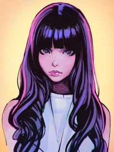 My awesome patrons will get:- High-Res- Process Steps- PSD- Video Processof this piece at this week's rewards!Thank you for your continuous support, I love you! Black Hair, Bangs, A Girl, To Draw, Art Inspiration, Digital Art, Character Design, Illustrations, Purple