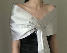 Elegant Silver Shawl For Formal Occasions, Elegant Evening Shawl Wrap, Silver Formal Shawl, Elegant Silver Shawl For Evening, Elegant Draped Wedding Shawl, Elegant Formal Wrap, Elegant Wedding Wrap, Elegant Satin Shawl For Formal Occasions, Elegant Evening Wrap Shawl