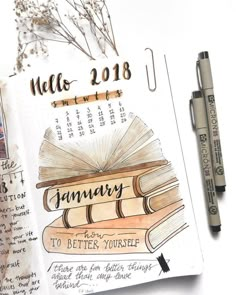 Notesbog Design, Bullet Journal Month, January Bullet Journal, Bullet Journal 2020, Bullet Journal Spreads, Bullet Journal 2019, Bullet Journal Cover Page, Drawing Hands