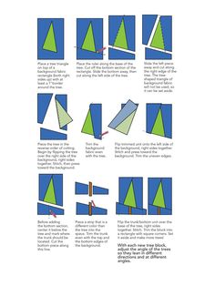 the instructions for how to make an origami christmas tree with blue and green paper