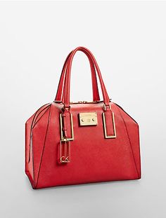 galey saffiano leather dome satchel | Calvin Klein Red Satchel With Gold-tone Hardware Modern Style, Red Leather-lined Satchel For Everyday Use, Red Satchel With Silver-tone Hardware For Daily Use, High-end Red Leather Satchel, Red Leather-lined Crossbody Satchel, Red Satchel, Red Purses, Calvin Klein Woman