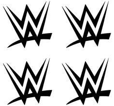 four black and white images of the wwe logo