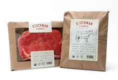 a package of steak is shown in front of it's packaging and on the back