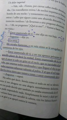 an open book with writing in spanish and english on the page is shown as if it was written