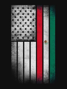 the american and mexican flags are depicted in this artistic image with grungy paint