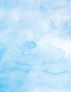 an abstract blue and white watercolor background with clouds in the sky, including one plane