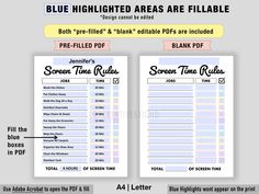 two blue and white numbered areas are fillable for each item in the printable file