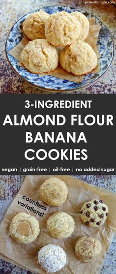 three ingredient almond floured banana cookies on a plate