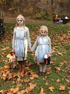 Scary Twin Costumes, Scary Costumes For Girls, Toddler Zombie Costume, Zombie Girl Costume, Girl Ghost Costume, Scary Girl Costumes, Ghost Girl Costume, Scary Doll Costume, Girl Zombie Costume