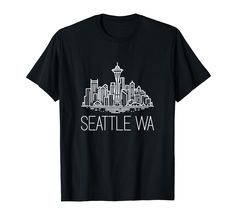 a black seattle t - shirt with the words seattle wa in white letters on it