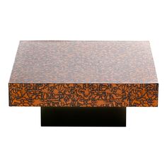 an orange and black table on a white background