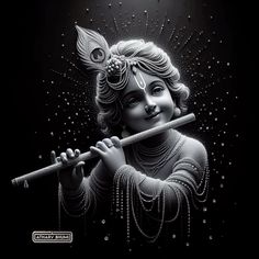 a black and white drawing of a woman holding a flute in front of her face