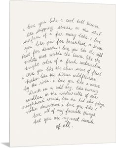 a handwritten letter is shown in black ink on a white paper with the words love you