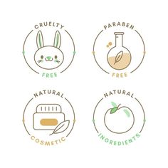 four different logos for natural ingredients