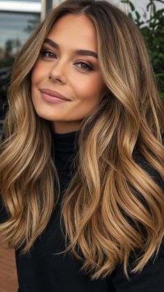 Honey Blonde Highlights Light Brown Hair, Autumn Blonde Balayage, Fall Hair Dark Blonde, Dark Blonde Caramel Hair, Lindsey Gurk Hair, Fall 2024 Balayage, Burnett Balayage, Cute Fall Hair Colors For Brunettes