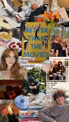 a collage of photos with people, flowers and pictures on them that say better than the movies