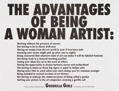 an advertisement for the art exhibition'the advantages of being a woman artist '