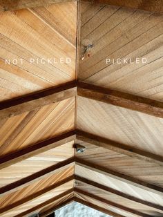 the inside of a wooden structure with wood slats on it and text that reads not picked pickled