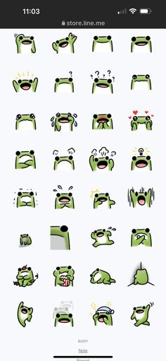 an image of some stickers that are on a cell phone and it is showing different expressions