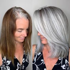 Grey Hair Before And After, Platinum Hair Color, Girls Natural Hairstyles