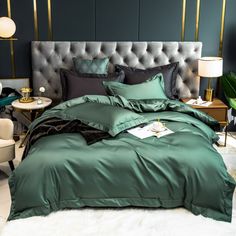 The Dark Green Bedding Cotton Cover Flat Sheet Pillowcase Set is made from breathable, soft cotton for a comfortable night's sleep. It works to match your sheets and the rest of your decor. Any bedroom's decor will be improved by the layout of this bedding set, which has a calm and elegant aspect. Each piece of the set includes a sheet, a duvet cover and two pillowcases. Material：Cotton Packing list: 1*Duver Cover + 1*Flat Sheet + 2*Pillow Cases Weight: 2.8-3.2kg Size: Flat sheet Queen Flat sheet 4pcs: 1xDuvet Cover: 200cm x 230cm = 79 x 90inch 1xFlat Sheet: 245cm x 245cm =96 x96inch 2xPillow Case: 48cmx74cm = 19 x 29inch King Flat sheet 4pcs: 1xDuvet Cover: 220cmx240cm = 87 x 95inch 1xFlat Sheet: 245cmx265cm = 96 x 104inch 2xPillow Case: 48cm x 74cm = 19 x 29inch Package : 1Set/PVC Bag Se Egyptian Cotton Duvet Cover, Bed Cover Sets, Bedding Sets Grey, Cotton Bedding Set, Bed Sheet Sizes, Fitted Bed, Egyptian Cotton Bedding, Fitted Bed Sheets, Cover Bed